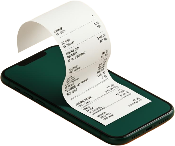 Smartphone generating a printed bill receipt